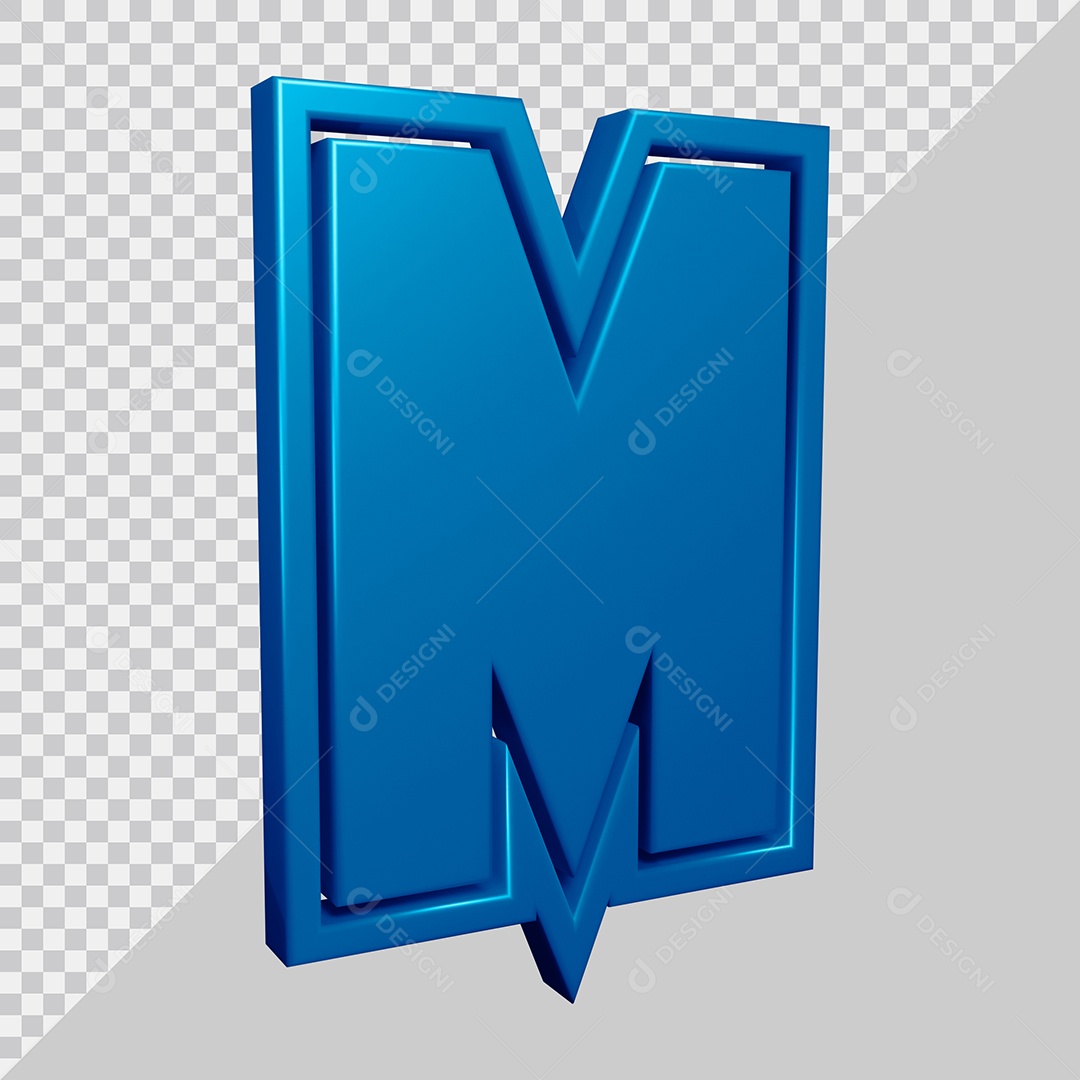 Elemento 3D Para Composição Letra M Azul PSD