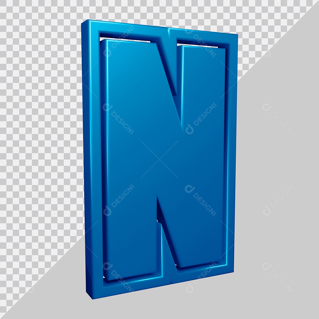 Elemento 3D Para Composição Letra N Azul PSD