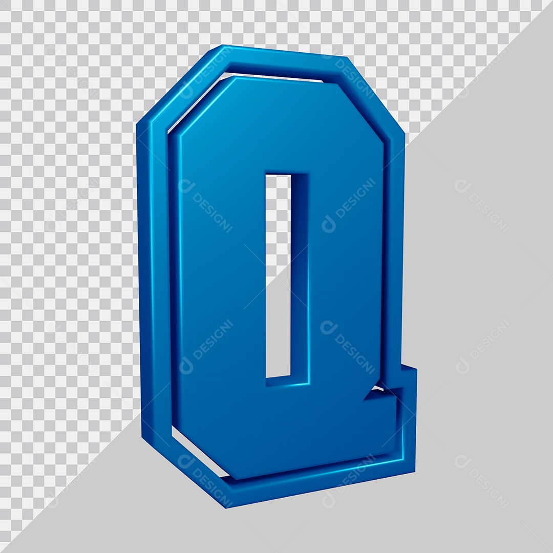 Elemento 3D Para Composição Letra Q Azul PSD