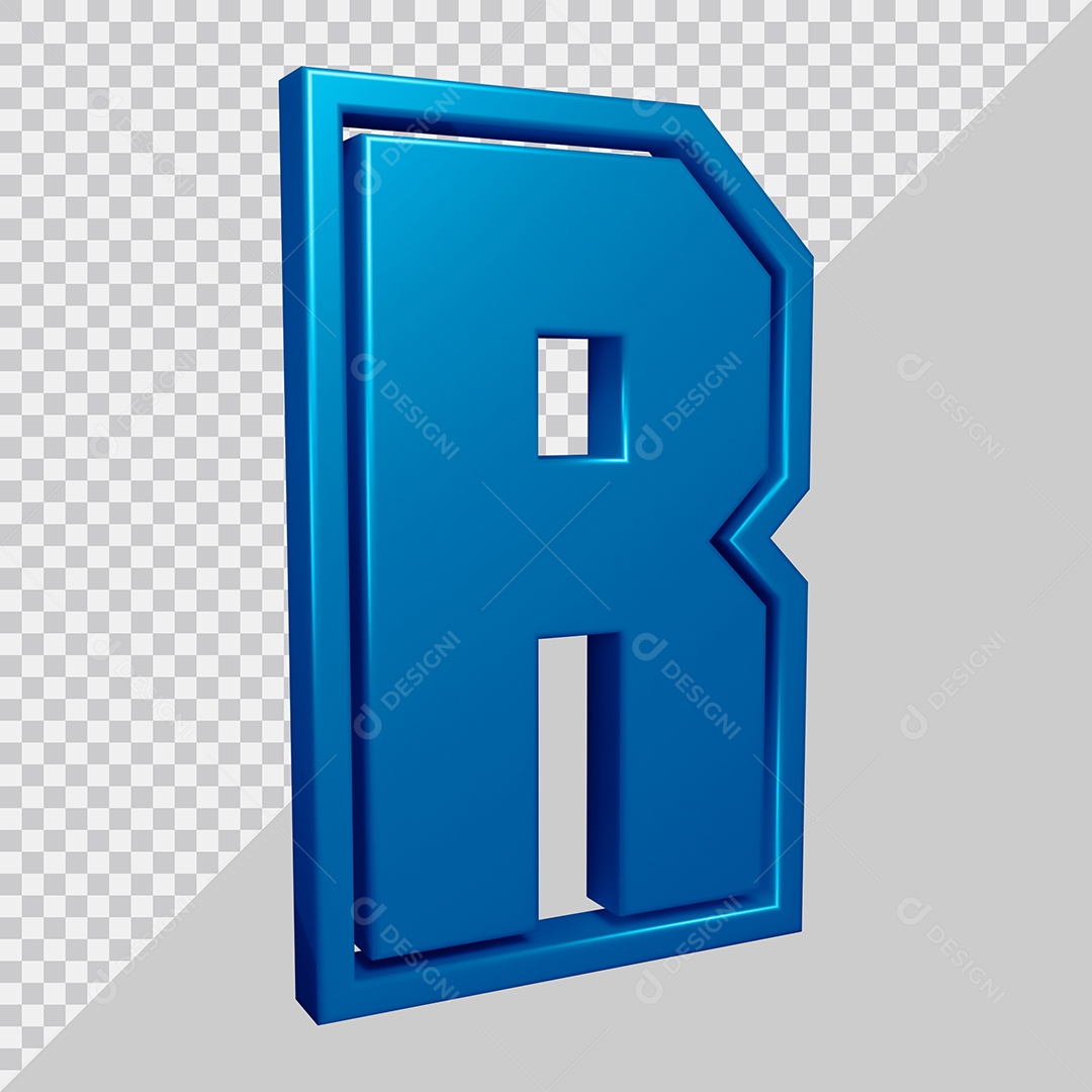 Elemento 3D Para Composição Letra R Azul PSD