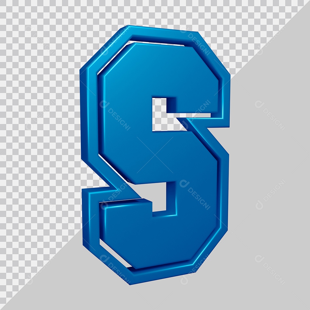 Elemento 3D Para Composição Letra S Azul PSD