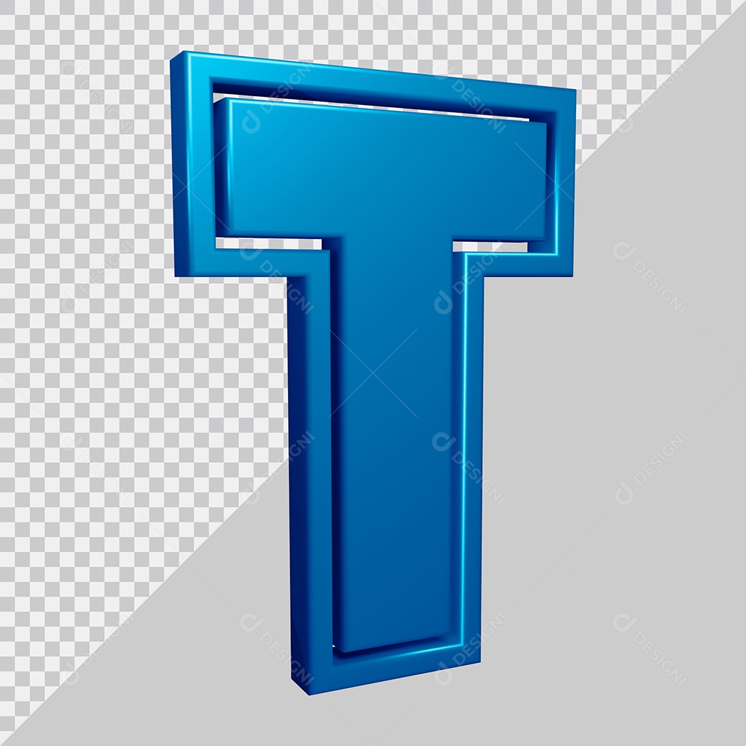 Elemento 3D Para Composição Letra T Azul PSD