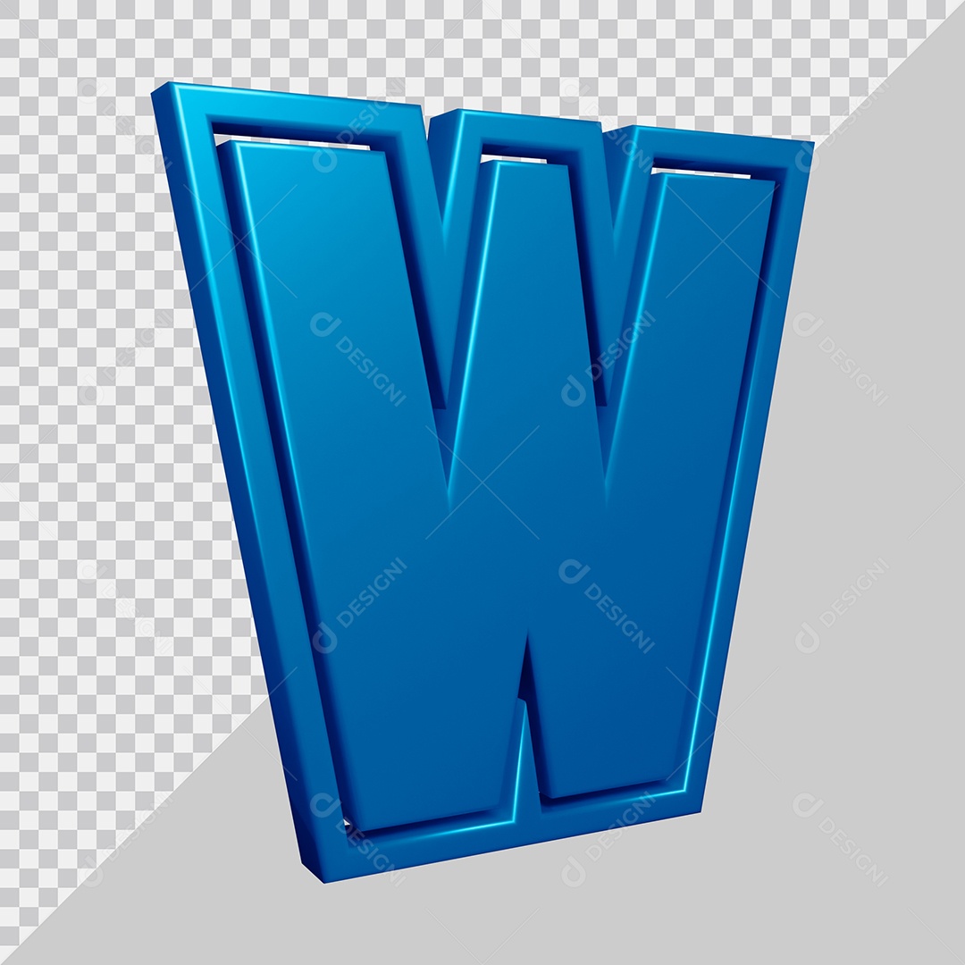 Elemento 3D Para Composição Letra W Azul PSD