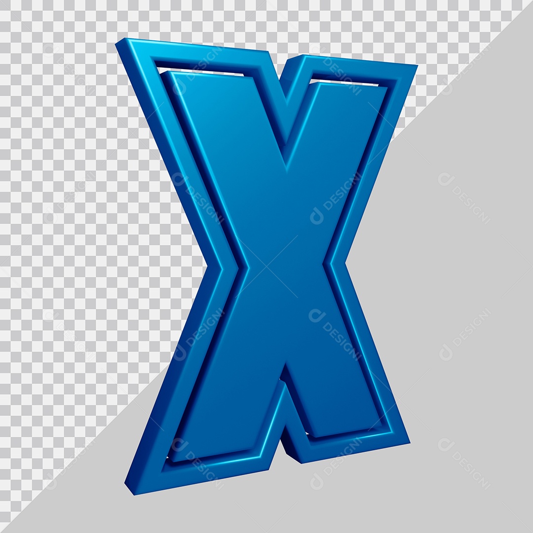 Elemento 3D Para Composição Letra X Azul PSD