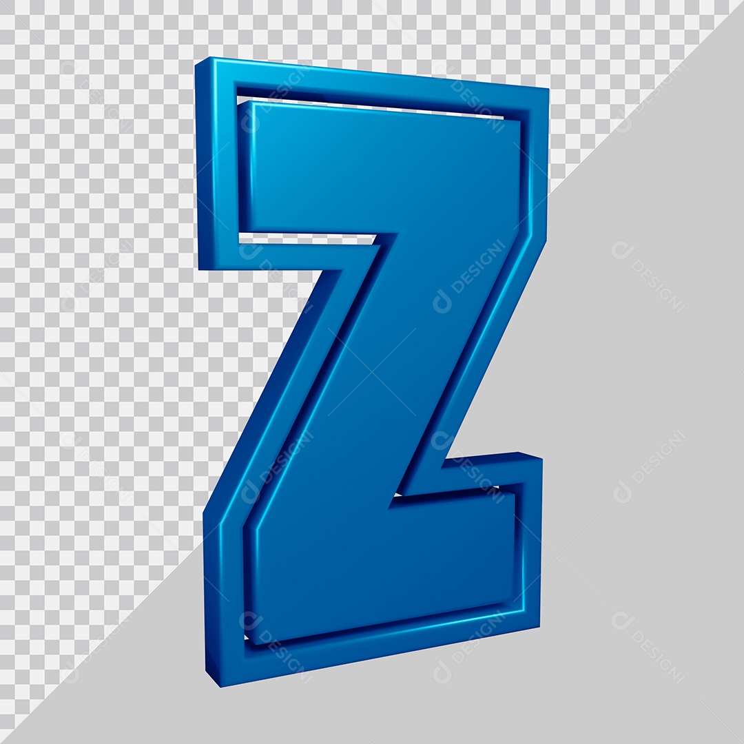 Elemento 3D Para Composição Letra Z Azul PSD