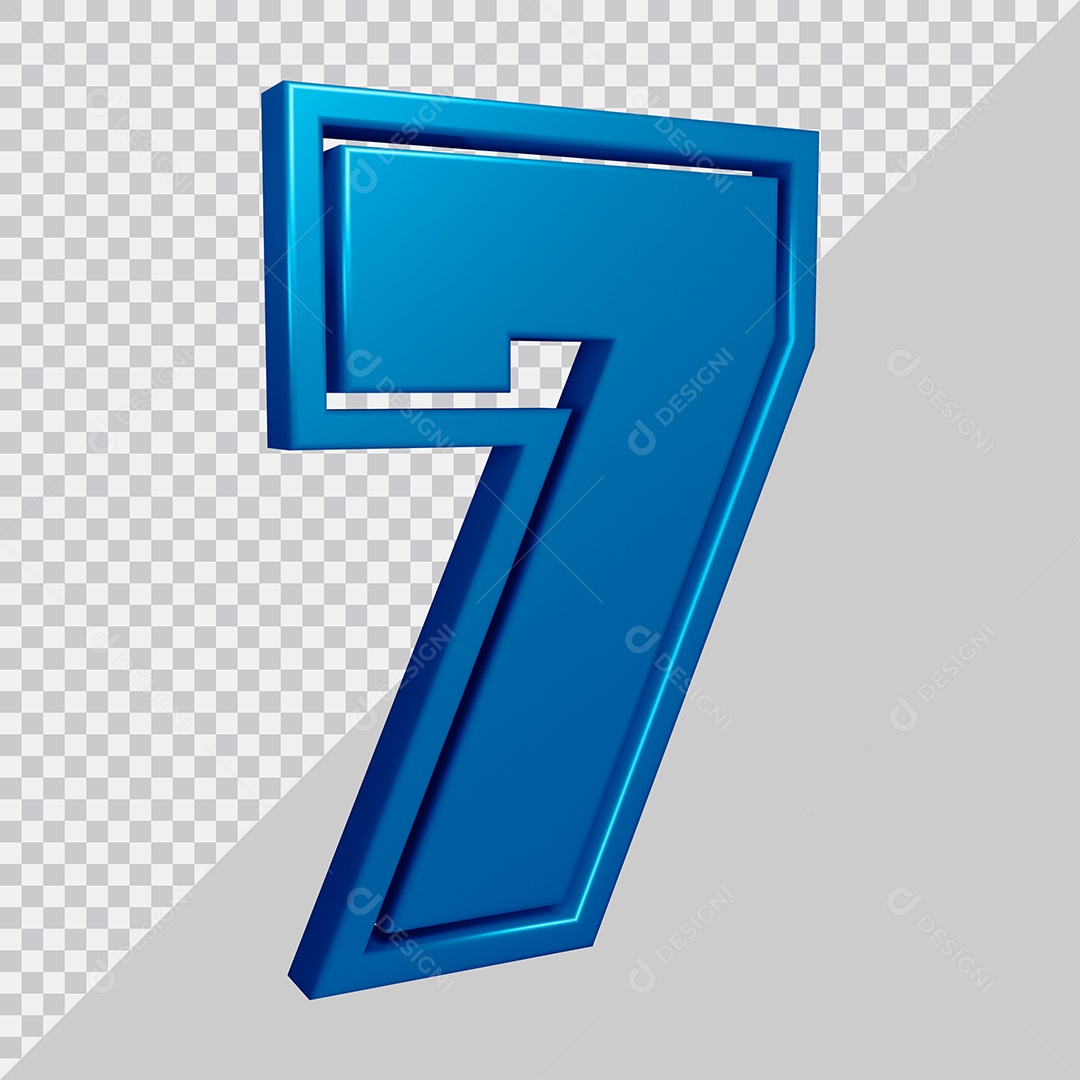 Elemento 3D Para Composição Número 7 Azul PSD