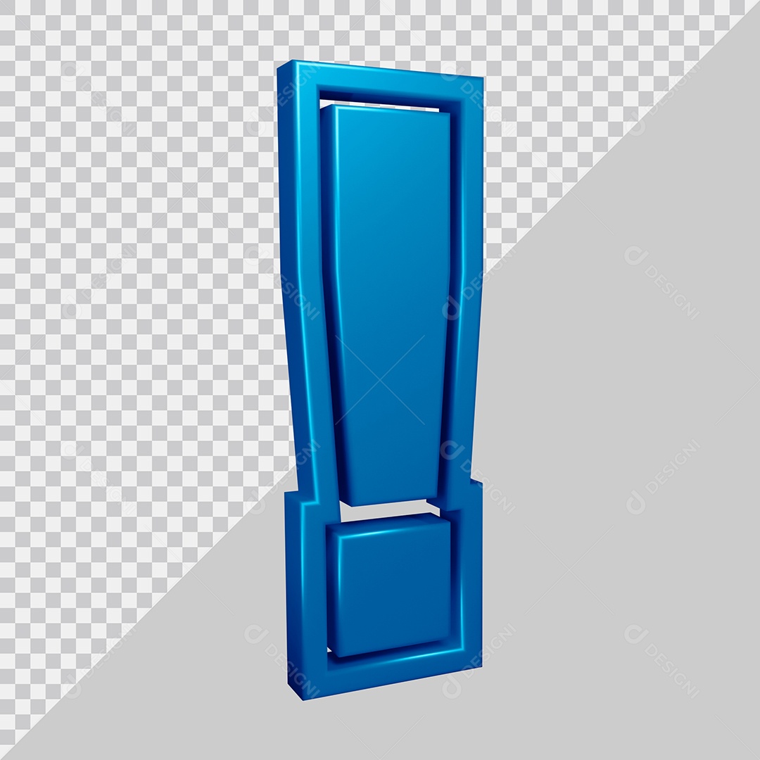 Elemento 3D Para Composição Símbolo de Ponto de Exclamação Azul PSD