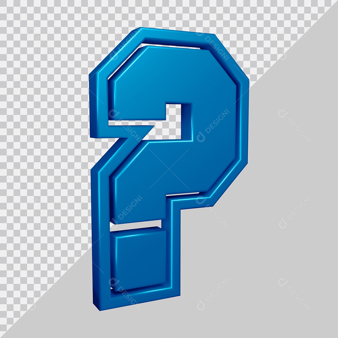 Elemento 3D Para Composição Símbolo de ponto de interrogação Azul PSD