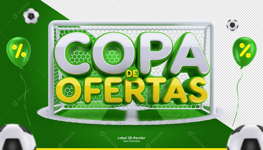 Copa de Ofertas Selo 3D Verde Amarelo e Branco  para Composição PSD
