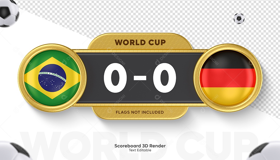 Banner Placar Dourado do Brasil e Alemanha Social Media PSD Editável