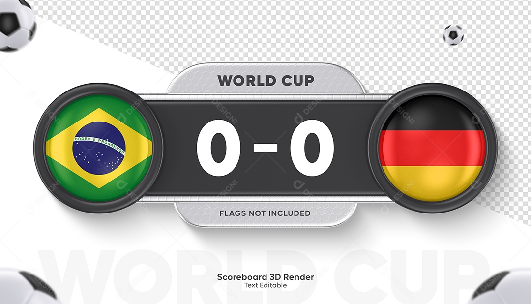 Banner Placar Cinza do Brasil e Alemanha Social Media PSD Editável