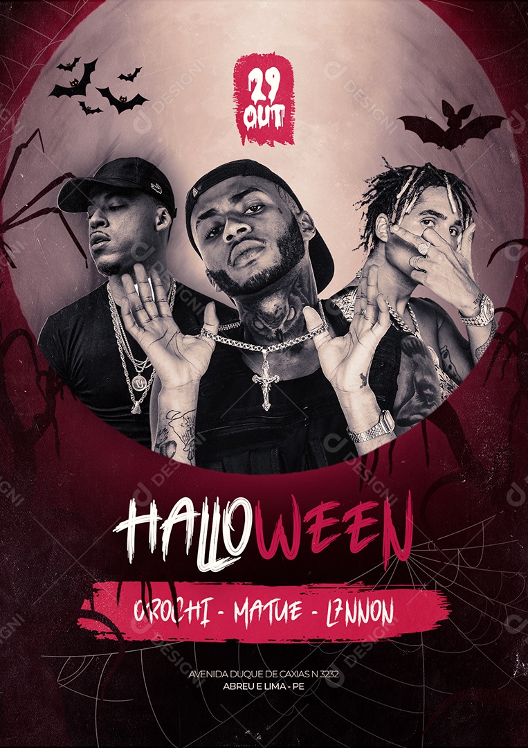 Halloween L7nnon Orochi Matuê Flyers Social Media PSD Editável