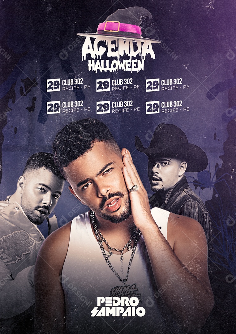 Agenda Halloween Pedro Sampaio Flyer Social Media PSD Editável