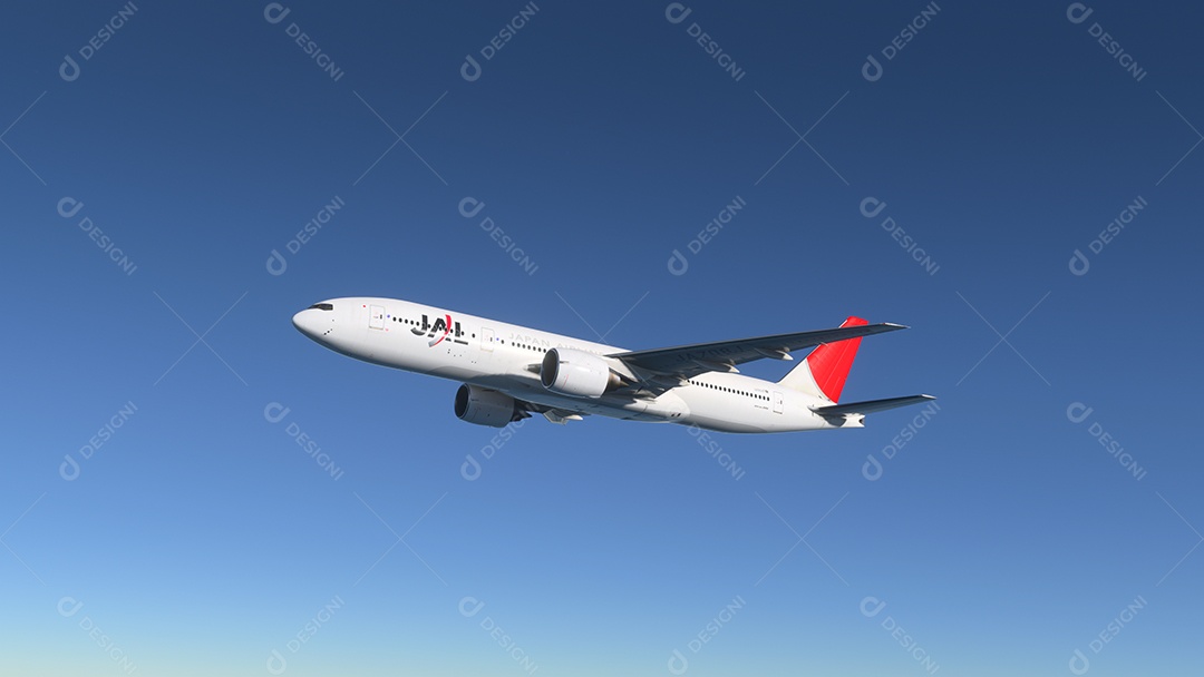 Avião sobrevoando sobre o céu nublado nuvens brancas