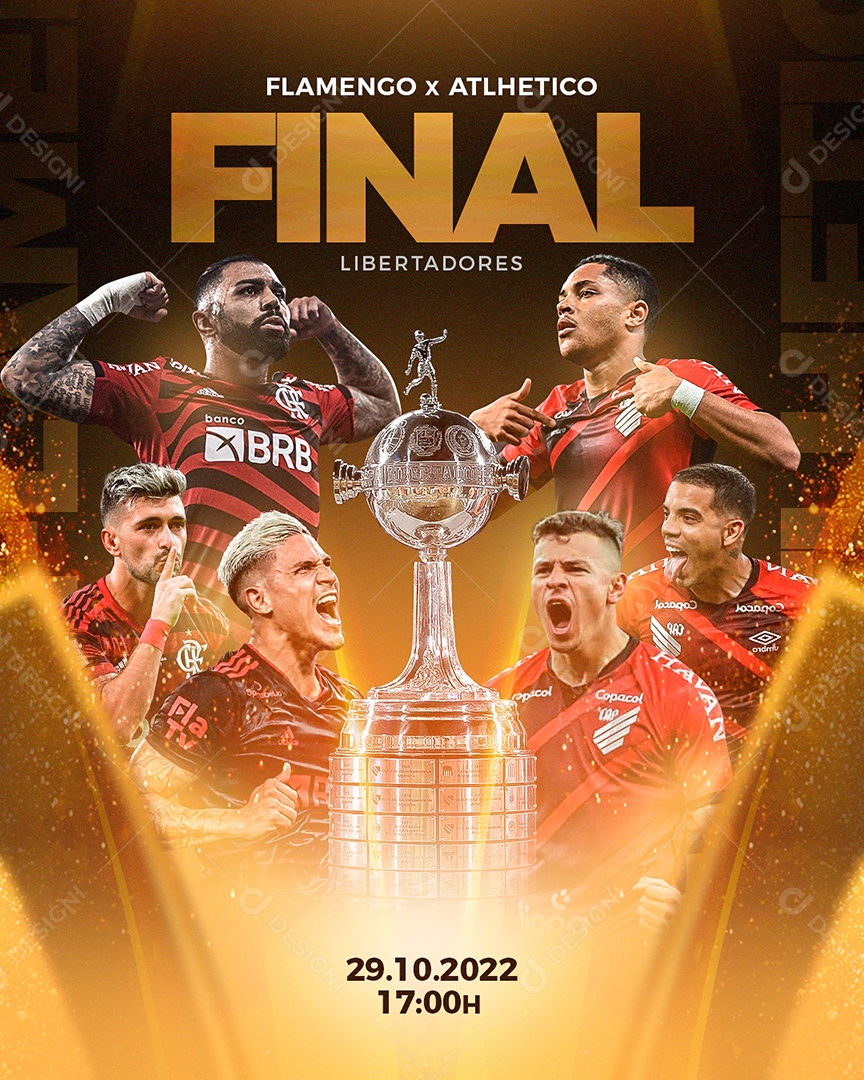 Social Media Final da Libertadores Flamengo x Atlhetico Paranaense Flyer Futebol PSD Editável