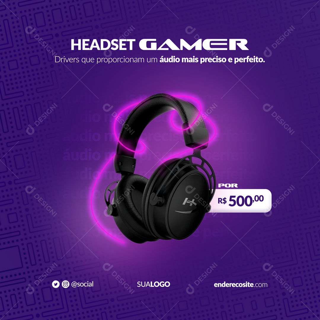 Headset Gamer Games Social Media PSD Editável