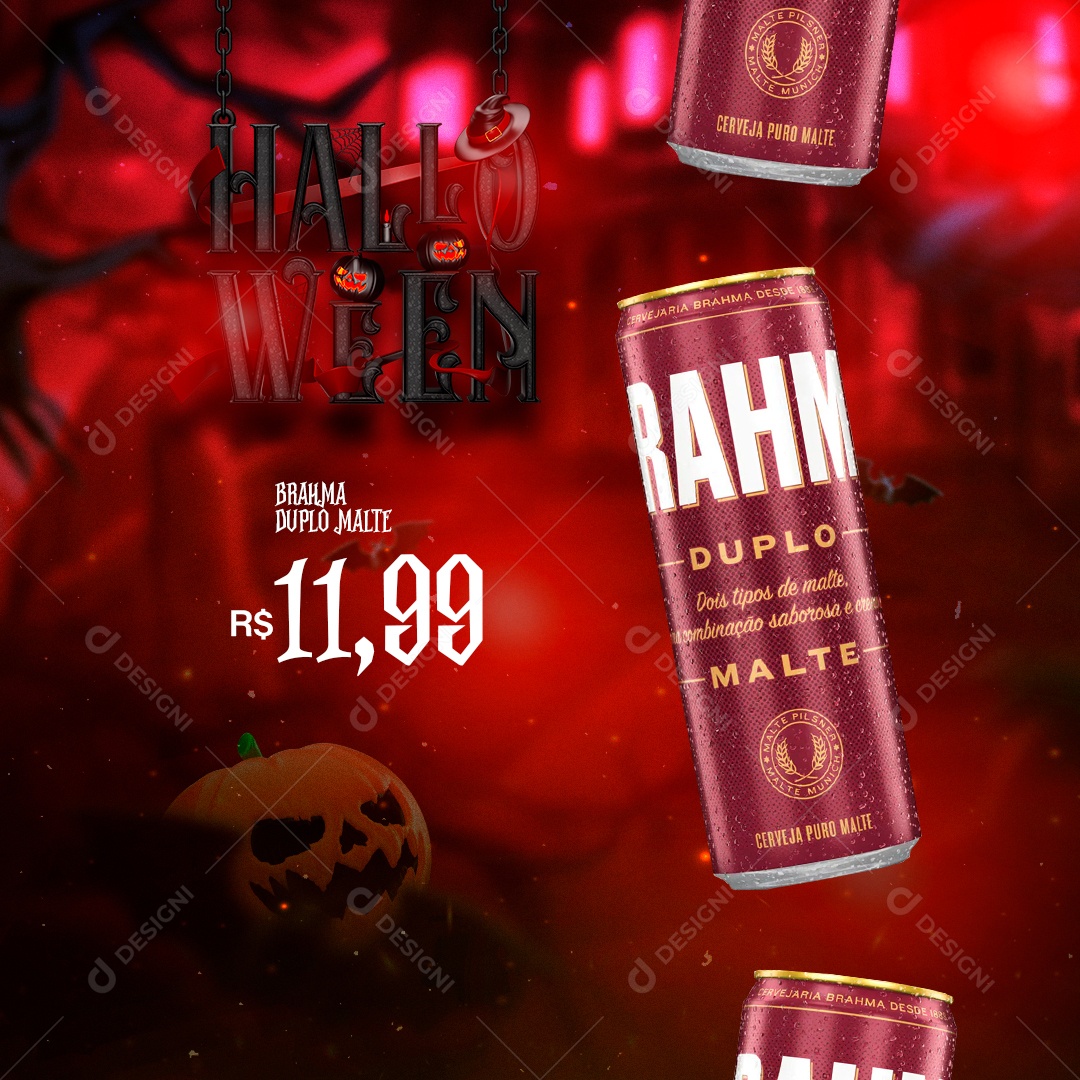 Social Media Distribuidora de Bebidas Ofertas de Halloween Cerveja Brahma PSD Editável