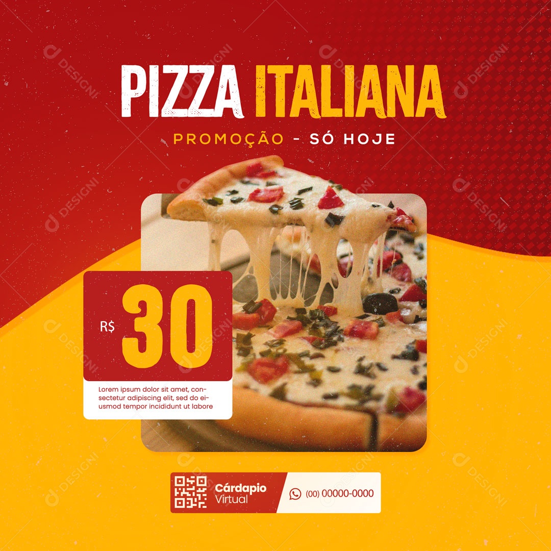 Pizza Italiana Promoção Pizzaria Social Media PSD Editável