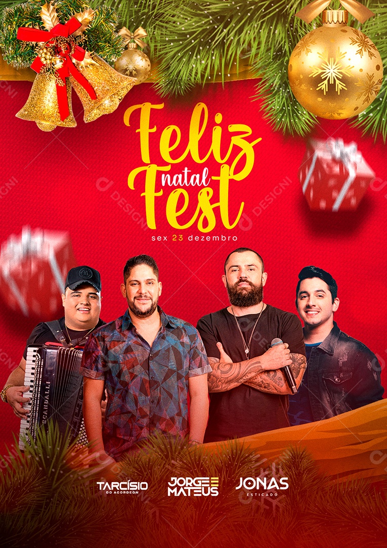 Story Feliz Natal Fest Tarcísio do Adordeon Jorge e Mateus Jonas Esticado Flyers Social Media PSD Editável