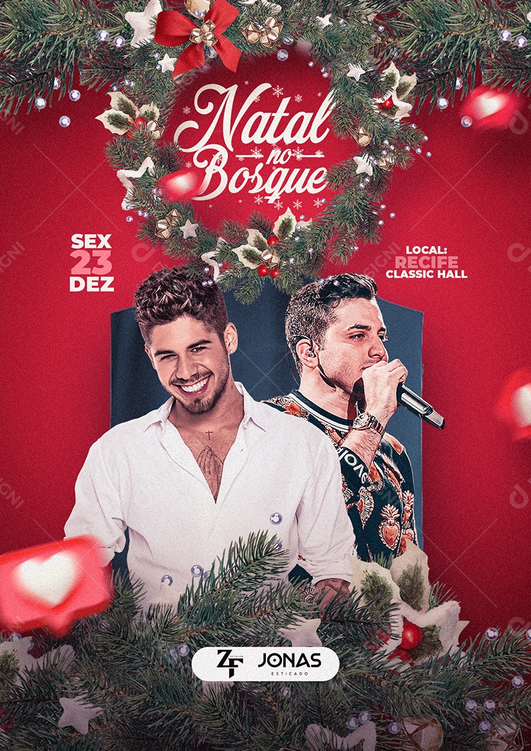 Social Media Flyer Natal no Bosque Cantores Sertanejos PSD Editável