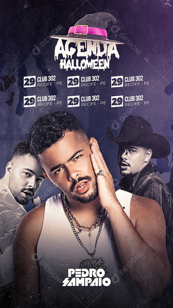 Agenda Halloween Pedro Sampaio Flyer Social Media PSD Editável