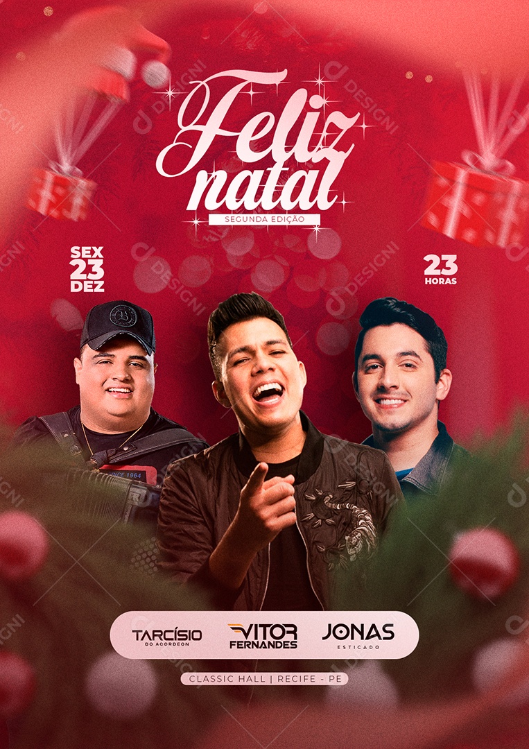 Story Feliz Natal Tarcísio do Acordeon Vitor Fernandes e Jonas Esticado Flyers Social Media PSD Editável