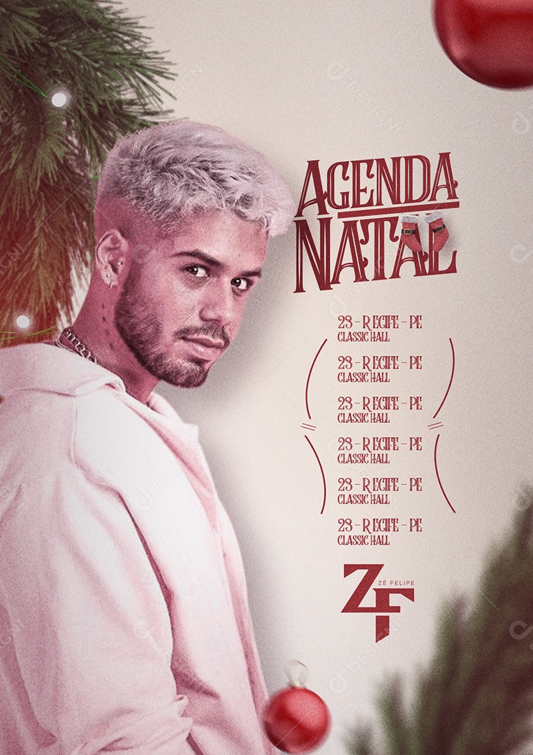 Story Agenda Natal Zé Felipe Flyer Social Media PSD Editável