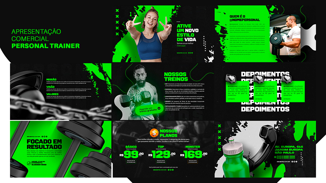 Apresentação Comercial Personal Trainer Academia PSD Editável