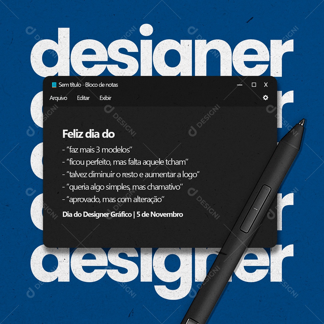 Social Media Feliz Dia do Designer Gráfico 05 de Novembro PSD Editável