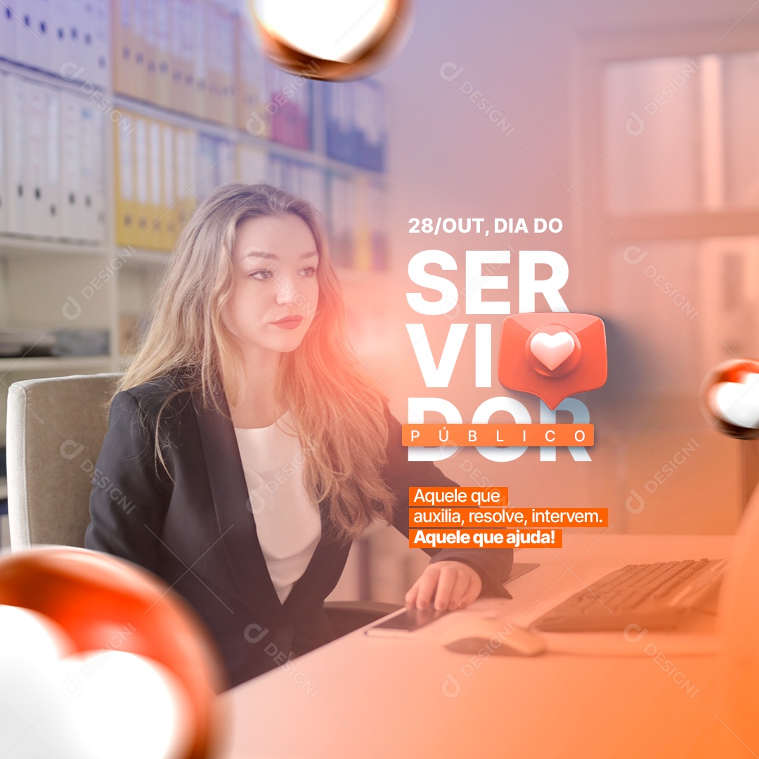 Social Media Dia do Servidor Público 28 de Outubro PSD Editável