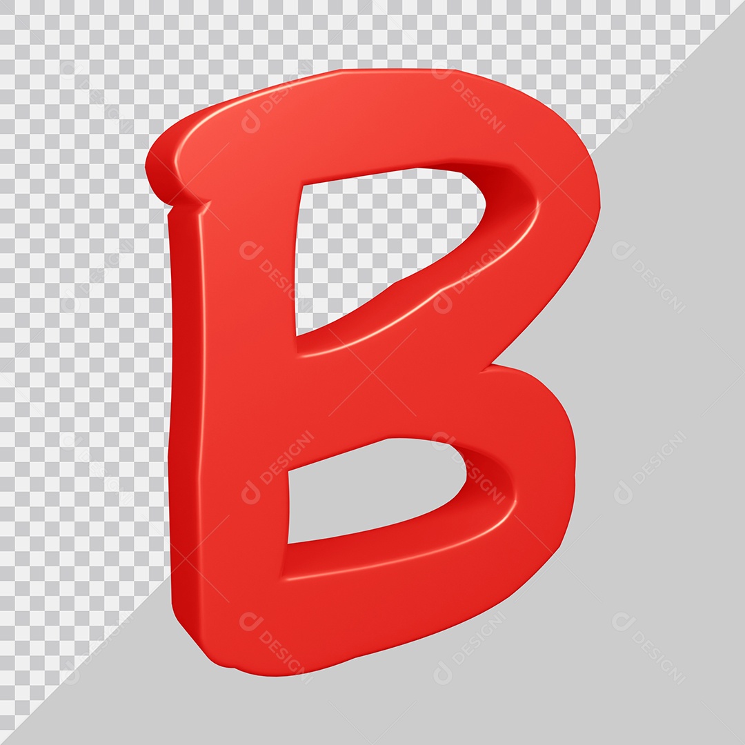 Elemento 3D Para Composição Letra B Vermelha PSD