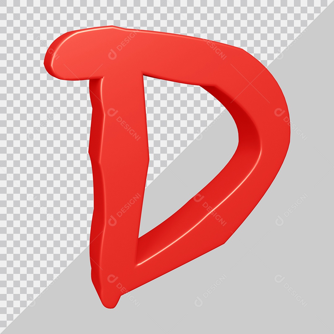 Elemento 3D Para Composição Letra D Vermelha PSD