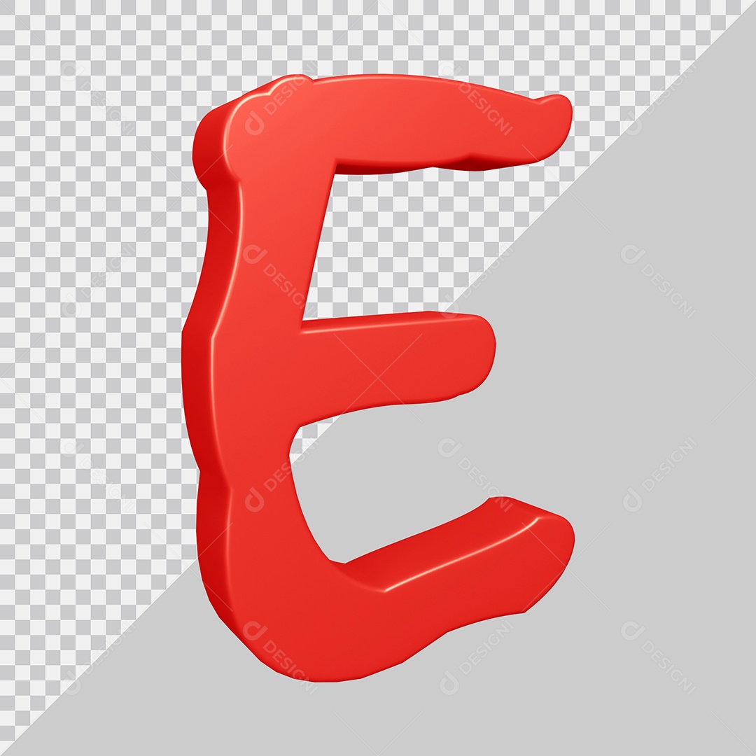 Elemento 3D Para Composição Letra E Vermelha PSD