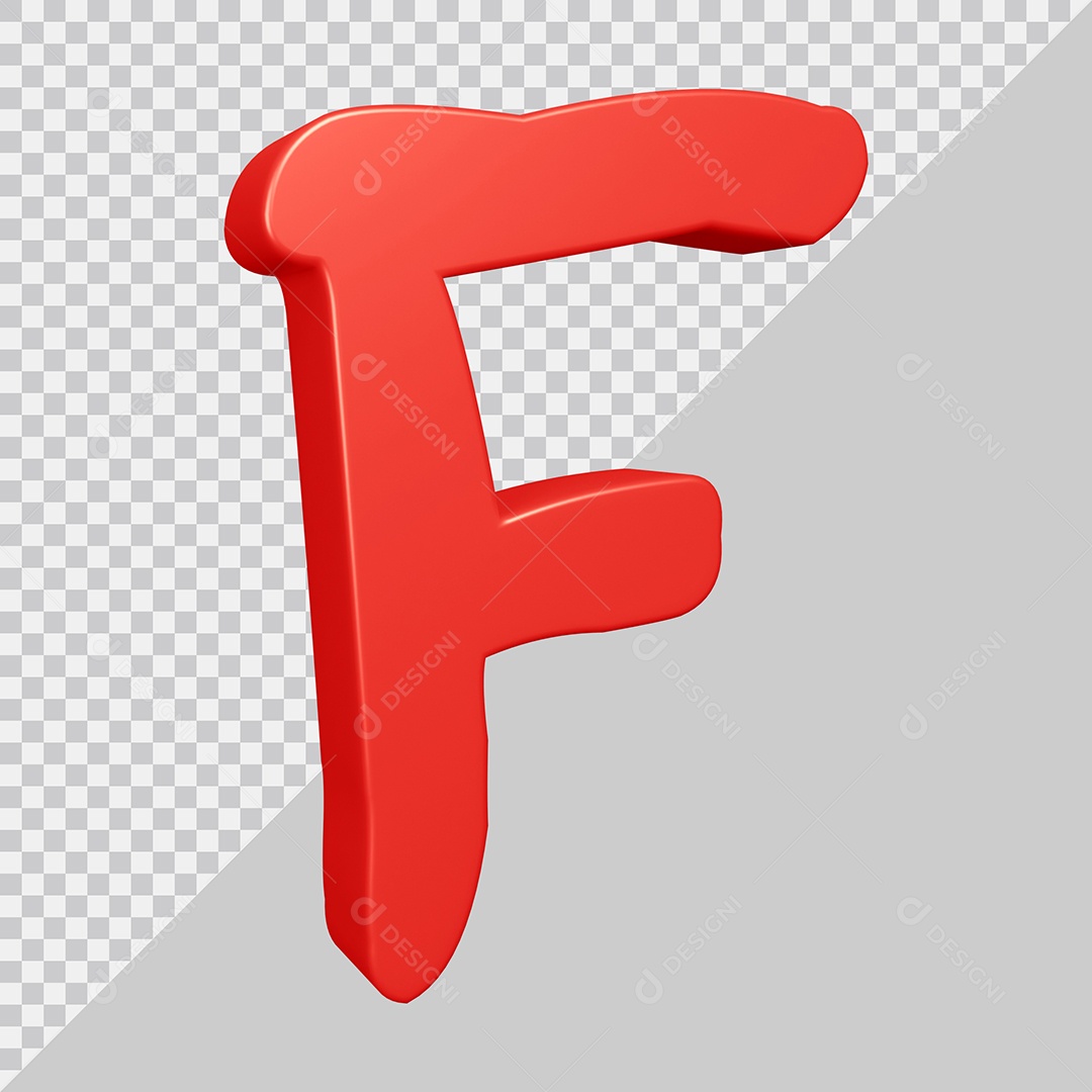 Elemento 3D Para Composição Letra F Vermelha PSD