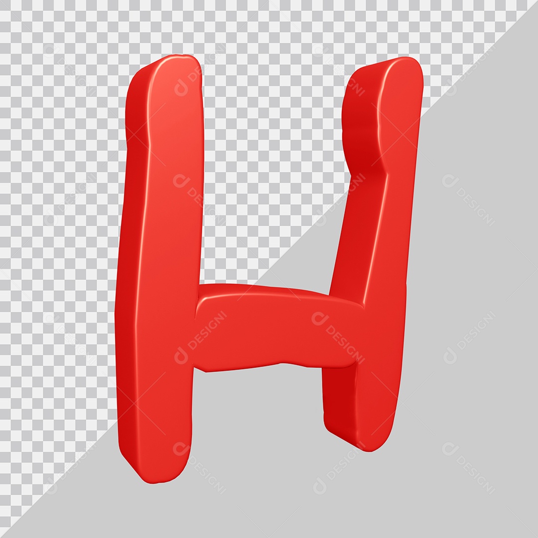 Elemento 3D Para Composição Letra H Vermelha PSD