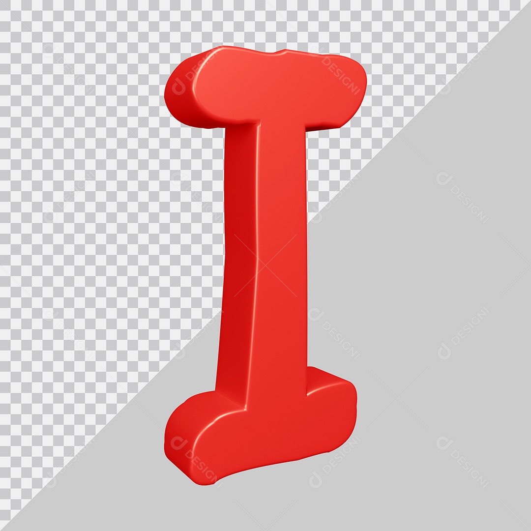 Elemento 3D Para Composição Letra I Vermelha PSD