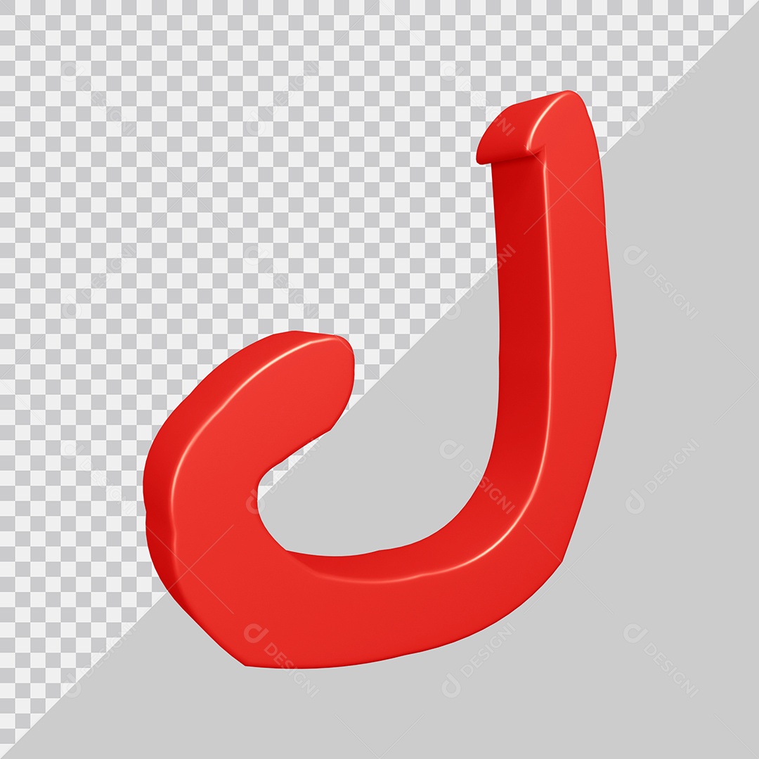 Elemento 3D Para Composição Letra J Vermelha PSD