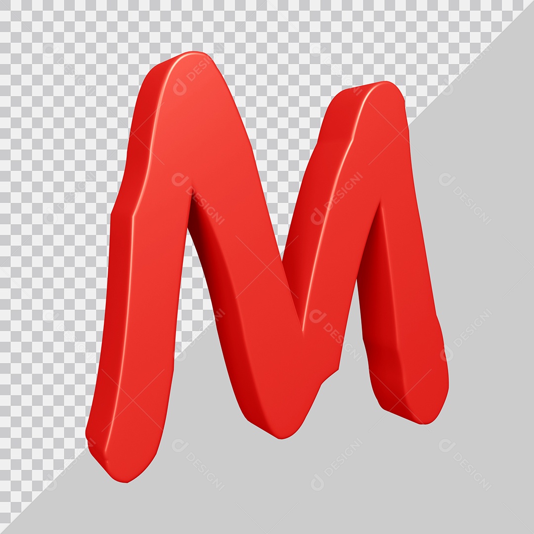 Elemento 3D Para Composição Letra M Vermelha PSD