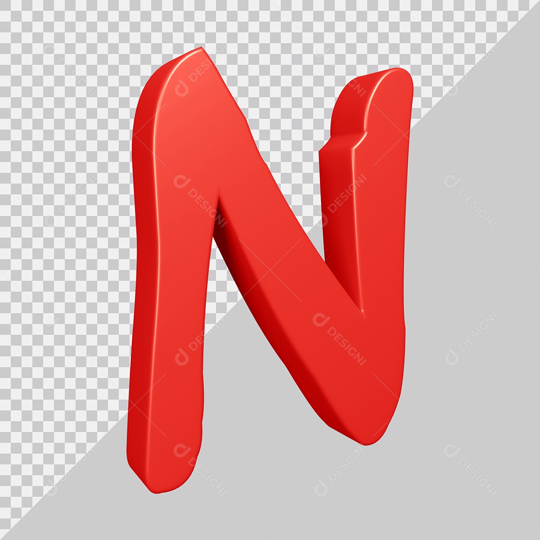 Elemento 3D Para Composição Letra N Vermelha PSD