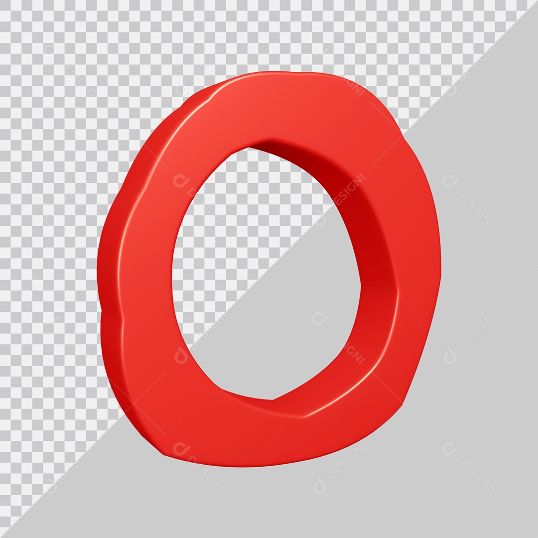 Elemento 3D Para Composição Letra O Vermelha PSD