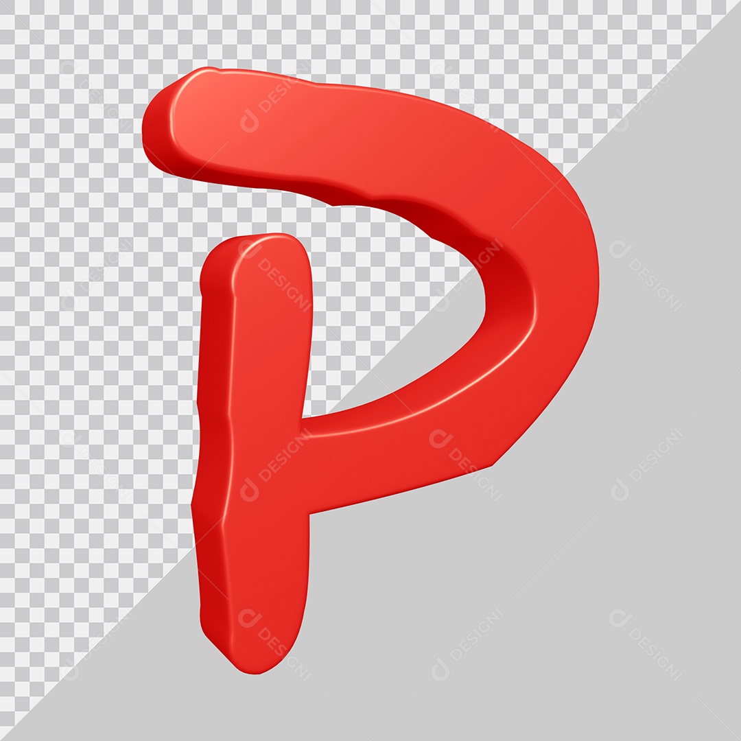 Elemento 3D Para Composição Letra P Vermelha PSD