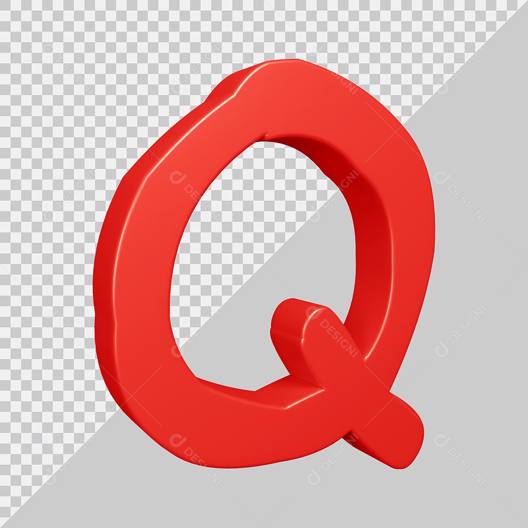 Elemento 3D Para Composição Letra Q Vermelha PSD