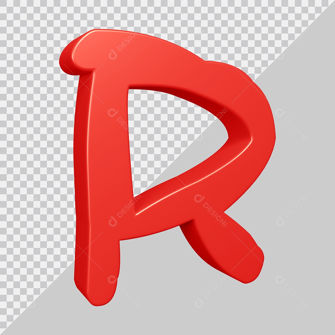 Elemento 3D Para Composição Letra R Vermelha PSD