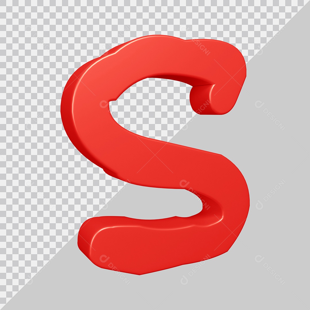Elemento 3D Para Composição Letra S Vermelha PSD