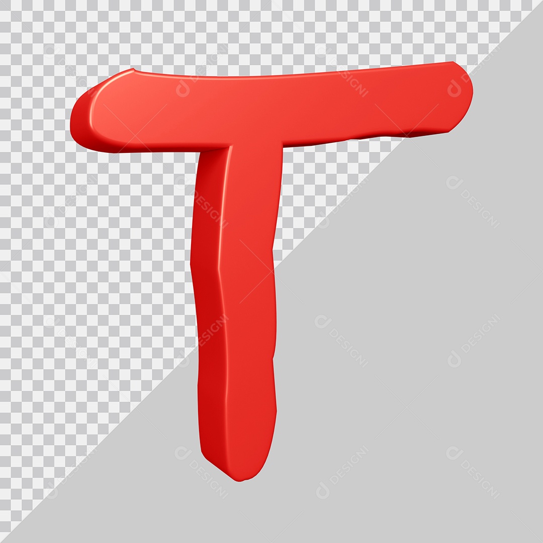 Elemento 3D Para Composição Letra T Vermelha PSD