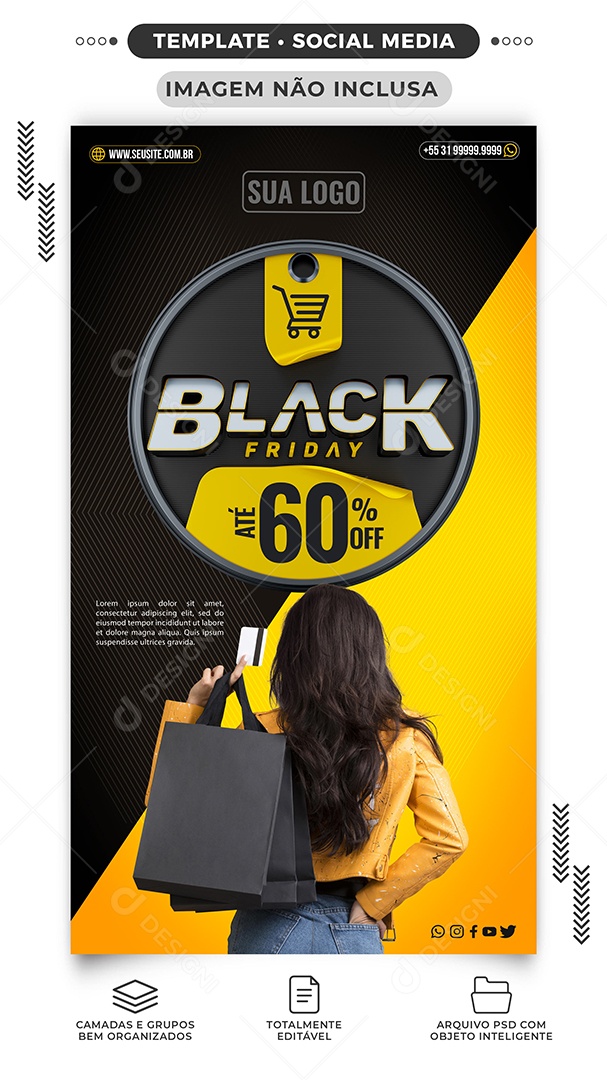 Story Até 60% Off Black Friday Loja de Roupas Social Media PSD Editável