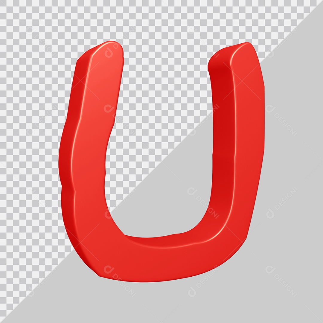 Elemento 3D Para Composição Letra U Vermelha PSD