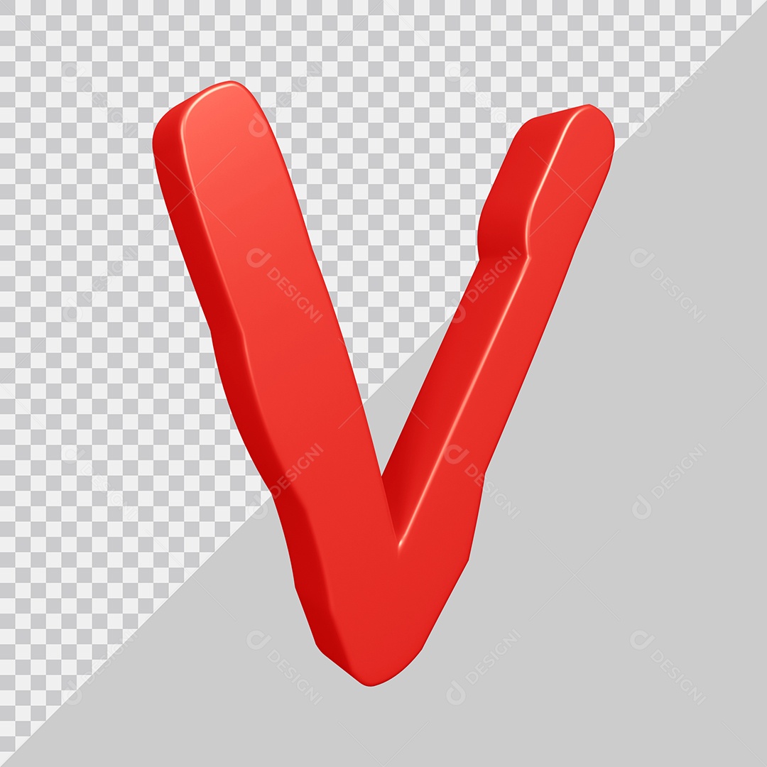 Elemento 3D Para Composição Letra V Vermelha PSD