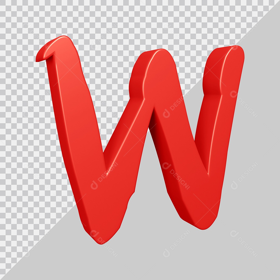 Elemento 3D Para Composição Letra W Vermelha PSD