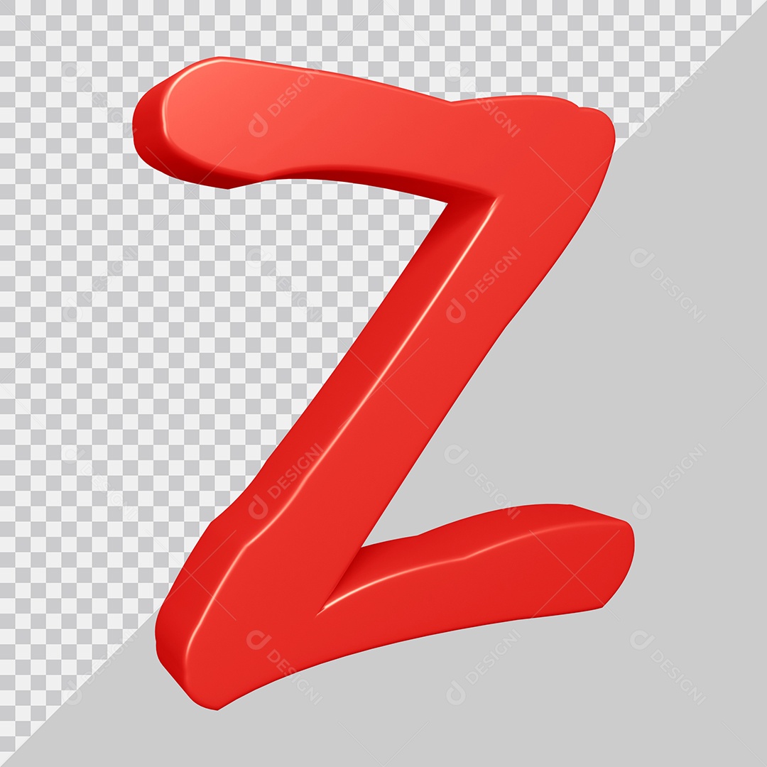 Elemento 3D Para Composição Letra Z Vermelha PSD
